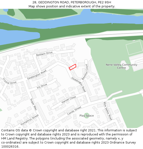 28, GEDDINGTON ROAD, PETERBOROUGH, PE2 9SH: Location map and indicative extent of plot