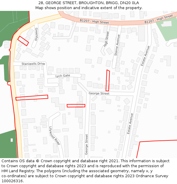 28, GEORGE STREET, BROUGHTON, BRIGG, DN20 0LA: Location map and indicative extent of plot