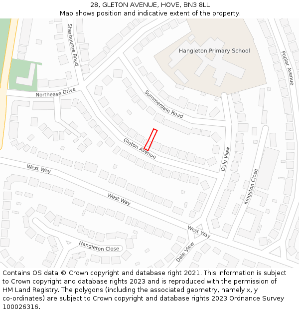 28, GLETON AVENUE, HOVE, BN3 8LL: Location map and indicative extent of plot