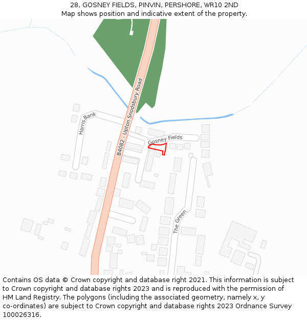 28, GOSNEY FIELDS, PINVIN, PERSHORE, WR10 2ND: Location map and indicative extent of plot
