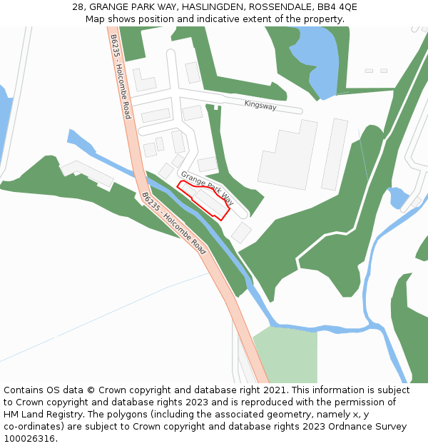 28, GRANGE PARK WAY, HASLINGDEN, ROSSENDALE, BB4 4QE: Location map and indicative extent of plot
