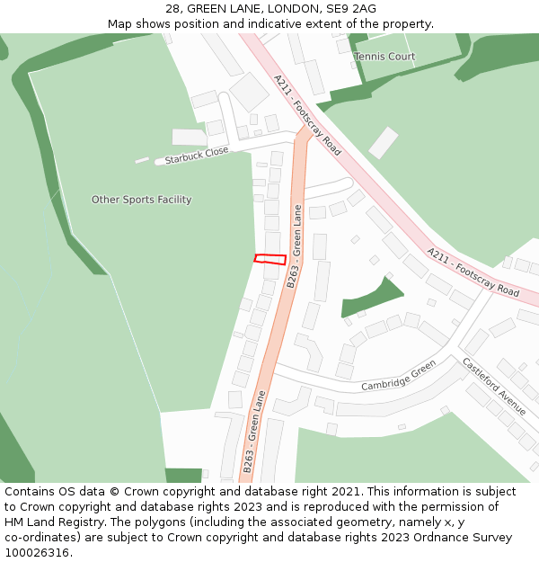 28, GREEN LANE, LONDON, SE9 2AG: Location map and indicative extent of plot