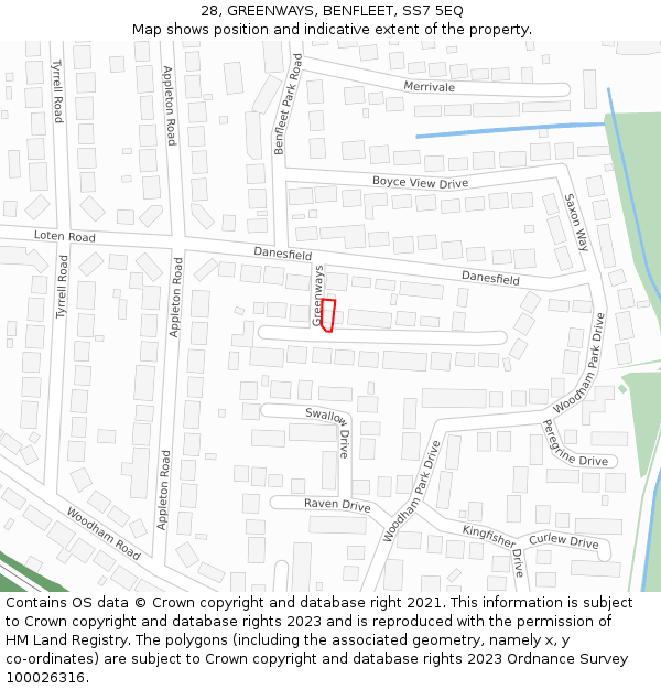 28, GREENWAYS, BENFLEET, SS7 5EQ: Location map and indicative extent of plot