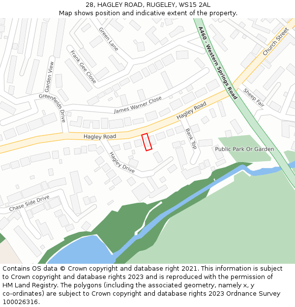 28, HAGLEY ROAD, RUGELEY, WS15 2AL: Location map and indicative extent of plot