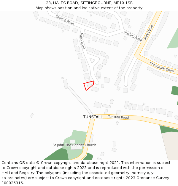 28, HALES ROAD, SITTINGBOURNE, ME10 1SR: Location map and indicative extent of plot