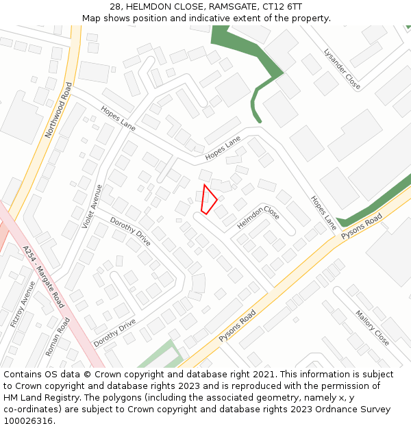 28, HELMDON CLOSE, RAMSGATE, CT12 6TT: Location map and indicative extent of plot