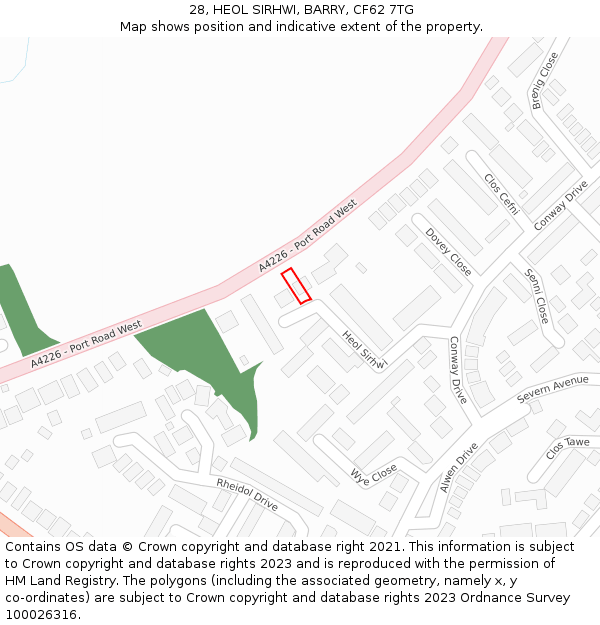 28, HEOL SIRHWI, BARRY, CF62 7TG: Location map and indicative extent of plot