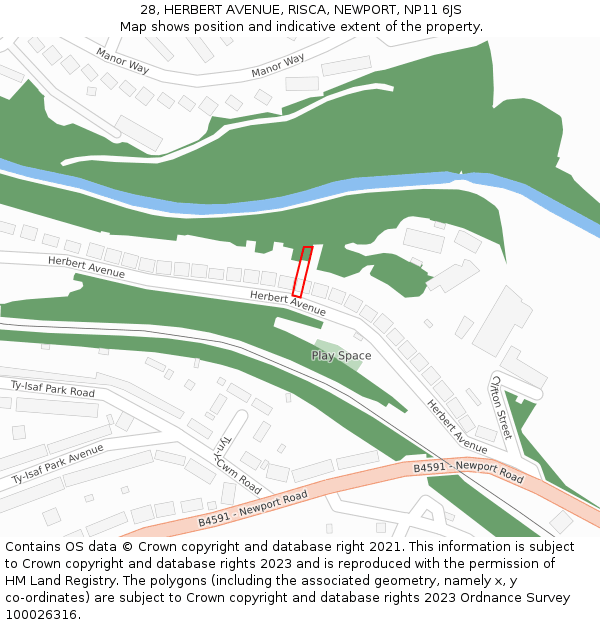 28, HERBERT AVENUE, RISCA, NEWPORT, NP11 6JS: Location map and indicative extent of plot