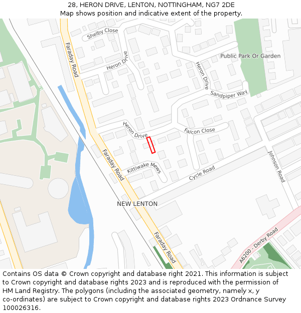 28, HERON DRIVE, LENTON, NOTTINGHAM, NG7 2DE: Location map and indicative extent of plot