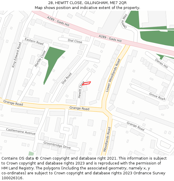 28, HEWITT CLOSE, GILLINGHAM, ME7 2QR: Location map and indicative extent of plot