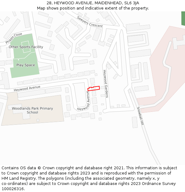 28, HEYWOOD AVENUE, MAIDENHEAD, SL6 3JA: Location map and indicative extent of plot