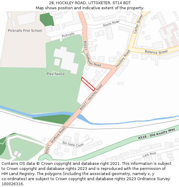 28, HOCKLEY ROAD, UTTOXETER, ST14 8DT: Location map and indicative extent of plot