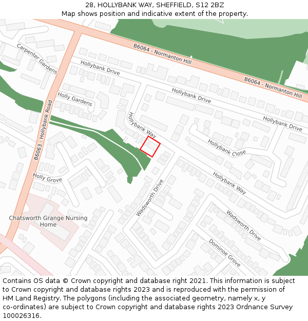 28, HOLLYBANK WAY, SHEFFIELD, S12 2BZ: Location map and indicative extent of plot