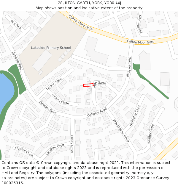 28, ILTON GARTH, YORK, YO30 4XJ: Location map and indicative extent of plot