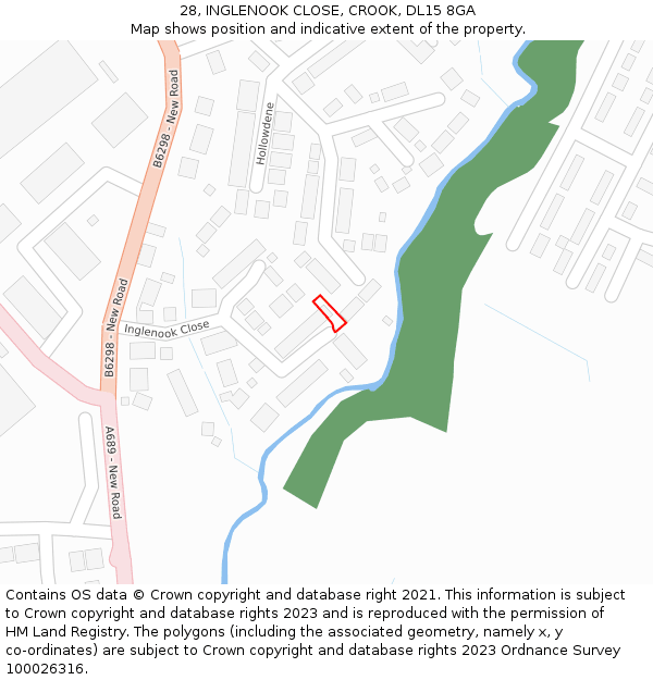 28, INGLENOOK CLOSE, CROOK, DL15 8GA: Location map and indicative extent of plot