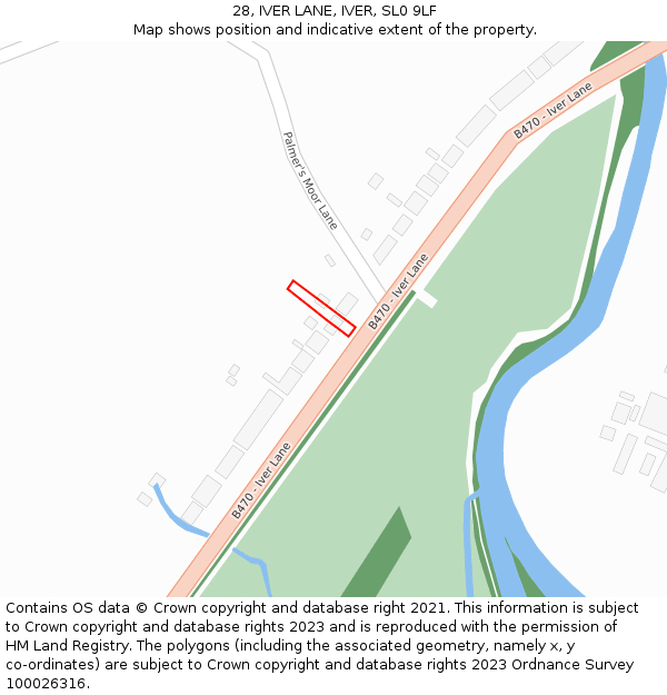 28, IVER LANE, IVER, SL0 9LF: Location map and indicative extent of plot