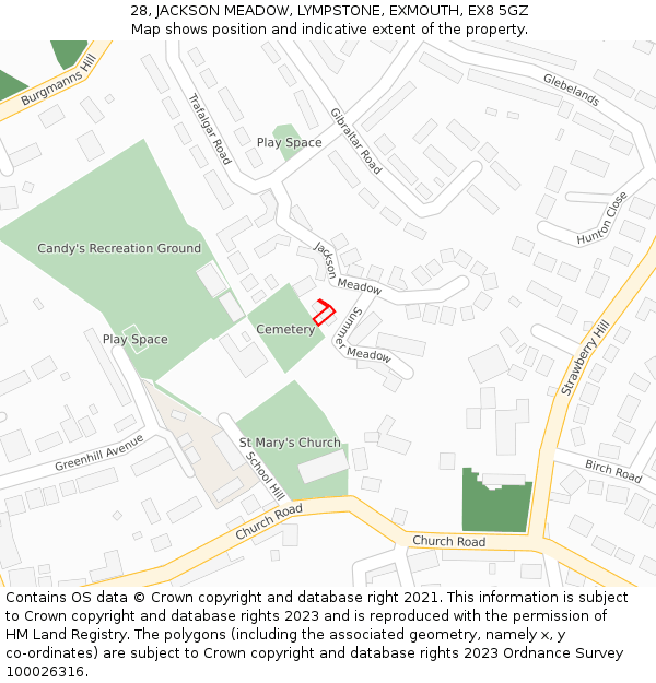 28, JACKSON MEADOW, LYMPSTONE, EXMOUTH, EX8 5GZ: Location map and indicative extent of plot