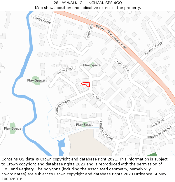 28, JAY WALK, GILLINGHAM, SP8 4GQ: Location map and indicative extent of plot