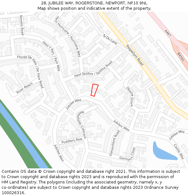 28, JUBILEE WAY, ROGERSTONE, NEWPORT, NP10 9NL: Location map and indicative extent of plot
