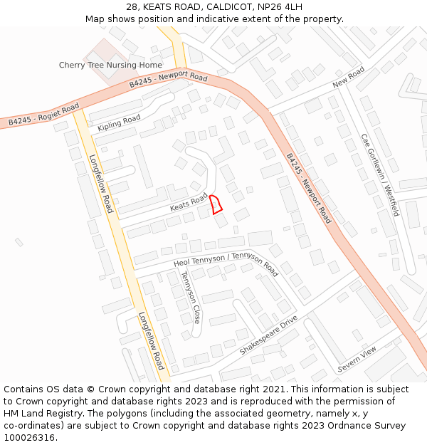 28, KEATS ROAD, CALDICOT, NP26 4LH: Location map and indicative extent of plot