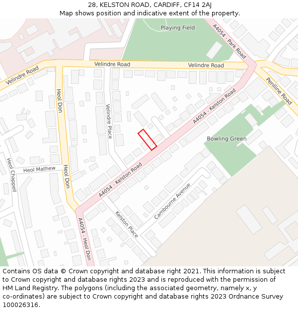 28, KELSTON ROAD, CARDIFF, CF14 2AJ: Location map and indicative extent of plot