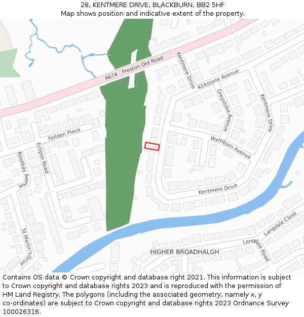 28, KENTMERE DRIVE, BLACKBURN, BB2 5HF: Location map and indicative extent of plot