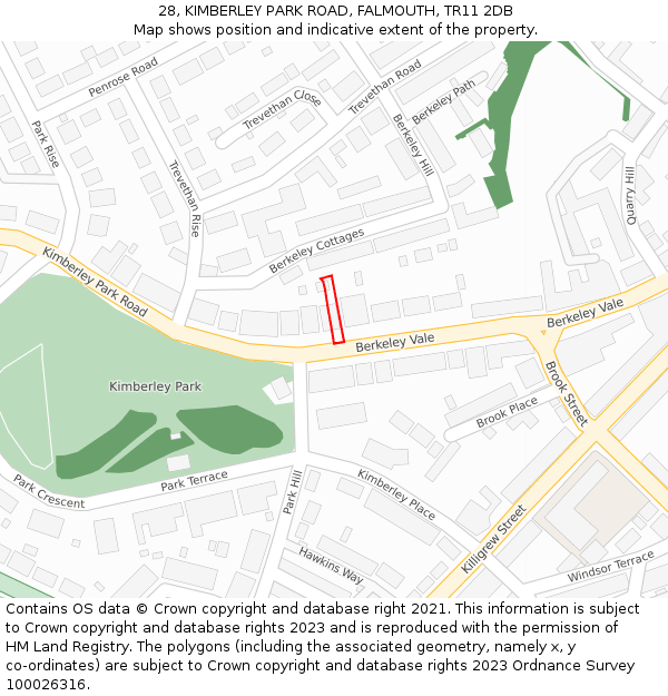 28, KIMBERLEY PARK ROAD, FALMOUTH, TR11 2DB: Location map and indicative extent of plot