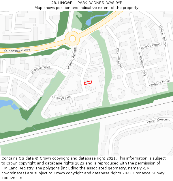 28, LINGWELL PARK, WIDNES, WA8 9YP: Location map and indicative extent of plot