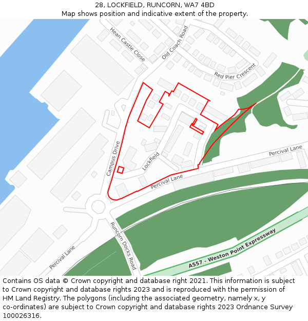 28, LOCKFIELD, RUNCORN, WA7 4BD: Location map and indicative extent of plot