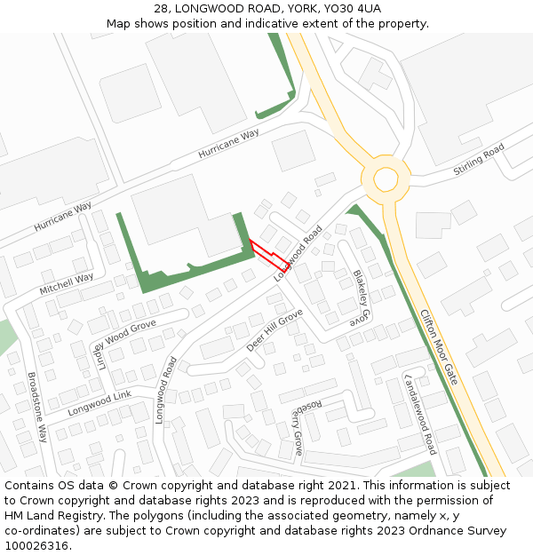 28, LONGWOOD ROAD, YORK, YO30 4UA: Location map and indicative extent of plot