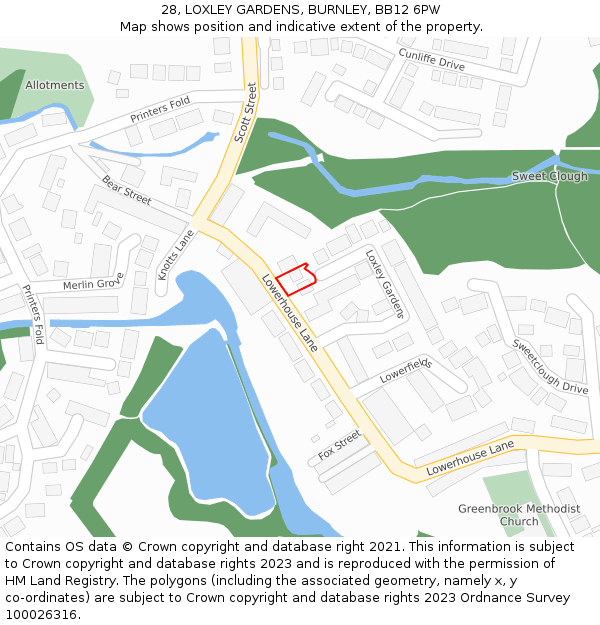 28, LOXLEY GARDENS, BURNLEY, BB12 6PW: Location map and indicative extent of plot