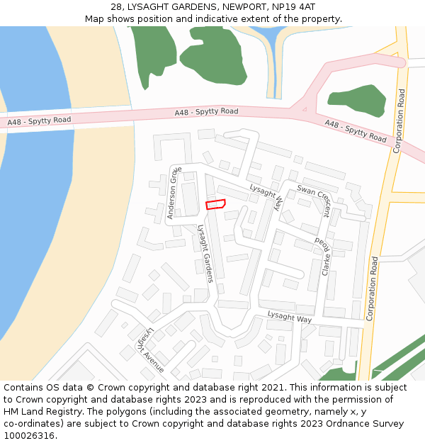 28, LYSAGHT GARDENS, NEWPORT, NP19 4AT: Location map and indicative extent of plot