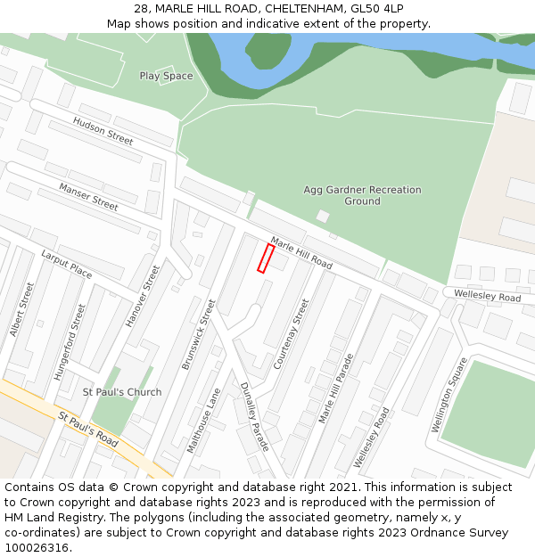 28, MARLE HILL ROAD, CHELTENHAM, GL50 4LP: Location map and indicative extent of plot