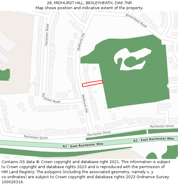 28, MIDHURST HILL, BEXLEYHEATH, DA6 7NR: Location map and indicative extent of plot