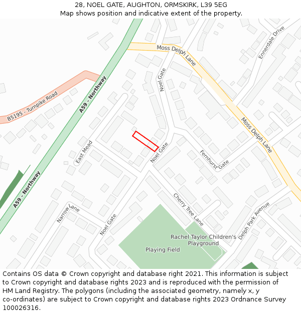 28, NOEL GATE, AUGHTON, ORMSKIRK, L39 5EG: Location map and indicative extent of plot