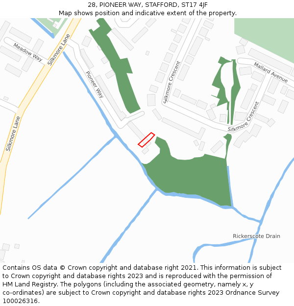 28, PIONEER WAY, STAFFORD, ST17 4JF: Location map and indicative extent of plot