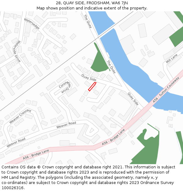 28, QUAY SIDE, FRODSHAM, WA6 7JN: Location map and indicative extent of plot