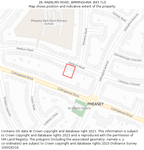 28, RAEBURN ROAD, BIRMINGHAM, B43 7LG: Location map and indicative extent of plot