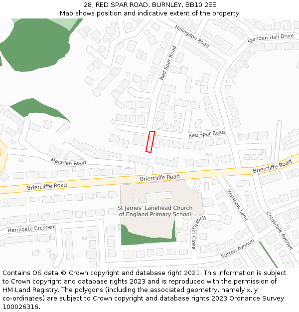 28, RED SPAR ROAD, BURNLEY, BB10 2EE: Location map and indicative extent of plot