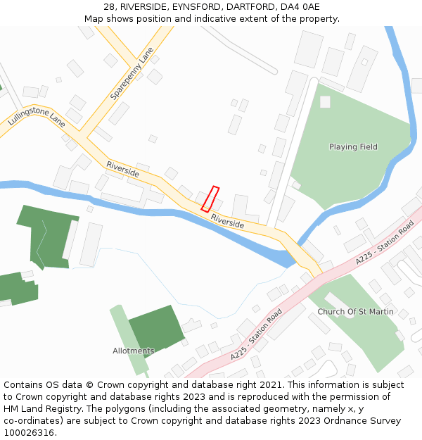 28, RIVERSIDE, EYNSFORD, DARTFORD, DA4 0AE: Location map and indicative extent of plot