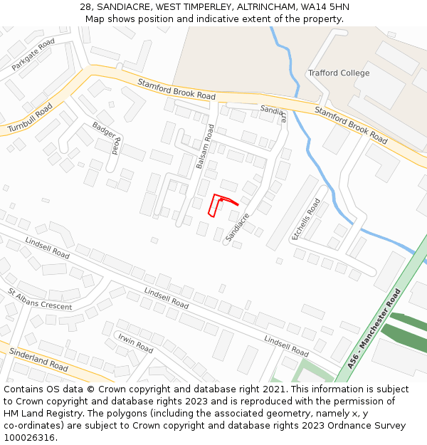 28, SANDIACRE, WEST TIMPERLEY, ALTRINCHAM, WA14 5HN: Location map and indicative extent of plot