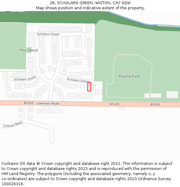 28, SCHOLARS GREEN, WIGTON, CA7 9QW: Location map and indicative extent of plot