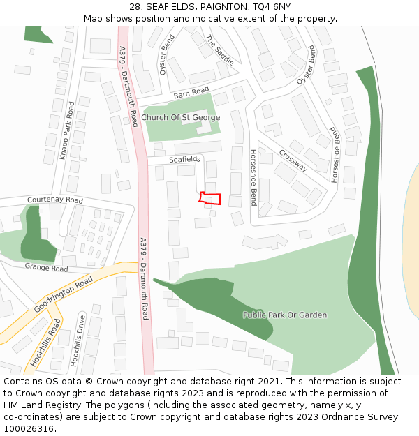 28, SEAFIELDS, PAIGNTON, TQ4 6NY: Location map and indicative extent of plot