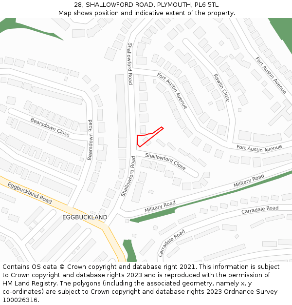 28, SHALLOWFORD ROAD, PLYMOUTH, PL6 5TL: Location map and indicative extent of plot