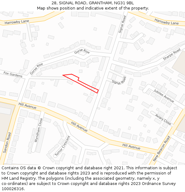 28, SIGNAL ROAD, GRANTHAM, NG31 9BL: Location map and indicative extent of plot