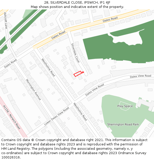 28, SILVERDALE CLOSE, IPSWICH, IP1 4JF: Location map and indicative extent of plot