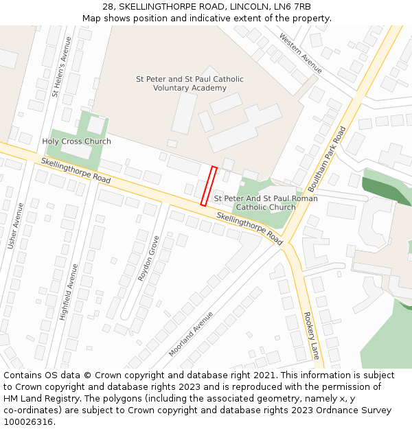 28, SKELLINGTHORPE ROAD, LINCOLN, LN6 7RB: Location map and indicative extent of plot