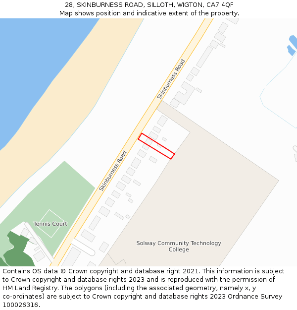 28, SKINBURNESS ROAD, SILLOTH, WIGTON, CA7 4QF: Location map and indicative extent of plot