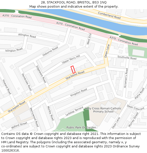 28, STACKPOOL ROAD, BRISTOL, BS3 1NQ: Location map and indicative extent of plot
