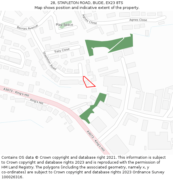 28, STAPLETON ROAD, BUDE, EX23 8TS: Location map and indicative extent of plot